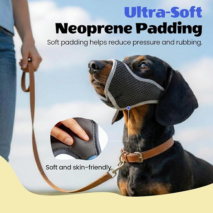 One-Pull Adjustable Dog Muzzle for Small Dogs, No Size Guessing, Soft Comfort Fit, Allows Panting & Drinking, Prevents Biting, Size 2 (Snout Length: 1.9–2.5")