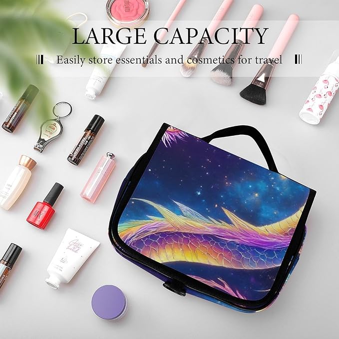 Toiletry Bag Travel Bag with Hanging Hook Cute Galaxy Dragon Travel Organizer for Accessories Full-size Container