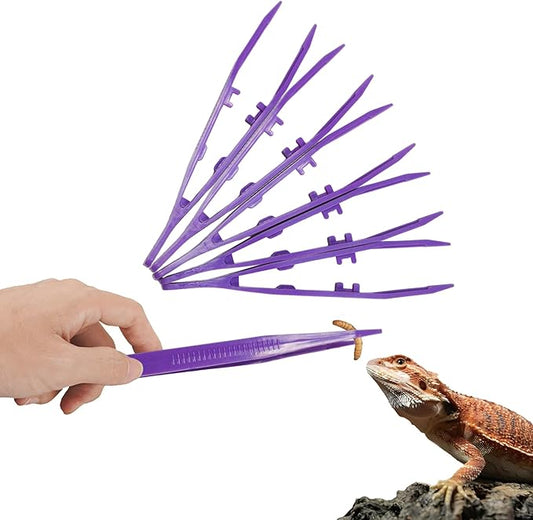 5-Pack Reptile Feeding Tongs Set - Hygienic Anti-Slip Purple Tweezers for Bearded Dragons, Lizards, Snakes, Aquariums & Small Animals(Five Colors to Choose from)