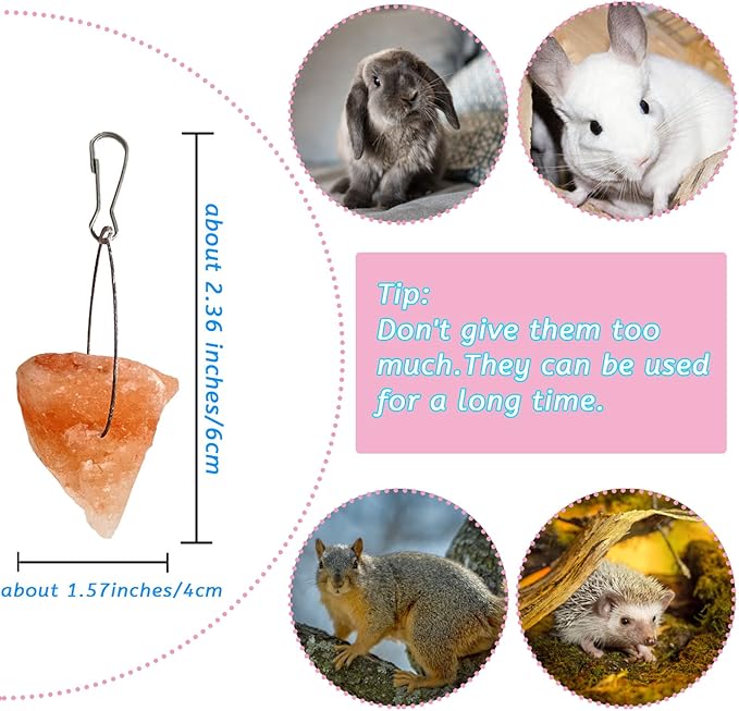 PINVNBY Rabbit Himalayan Salt Lick Block,Small Animals Chew Toys Rabbits Pink Natural Mineral Salts Blocks for Horses Bunny(8 Pcs)