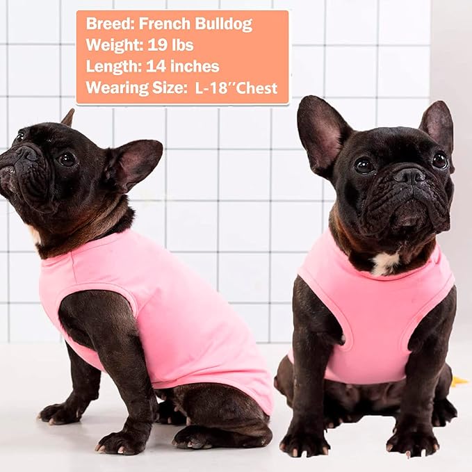 KYEESE 2Pack Dog Shirt, Soft Striped Dogs T Shirts, Lightweight Pet Tank Top, Sleeveless Dog Shirt for Large Dogs, Stretchy Comfortable Pet Vest, Pink, 3XL