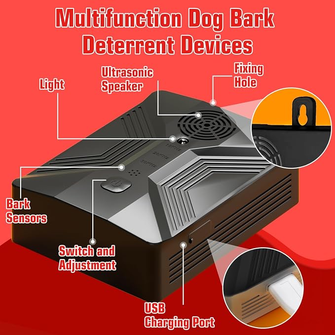 Anti Barking Devices, Anti Barking Device for Dogs Long Range 50ft, Barking Control Devices for Dog Training in Outdoor, 3 Modes Ultrasonic Bark Box, Dog Bark Deterrent Devices, Dog Barking Silencer | Gentle correction of pet bad behaviors， Auto-activa...