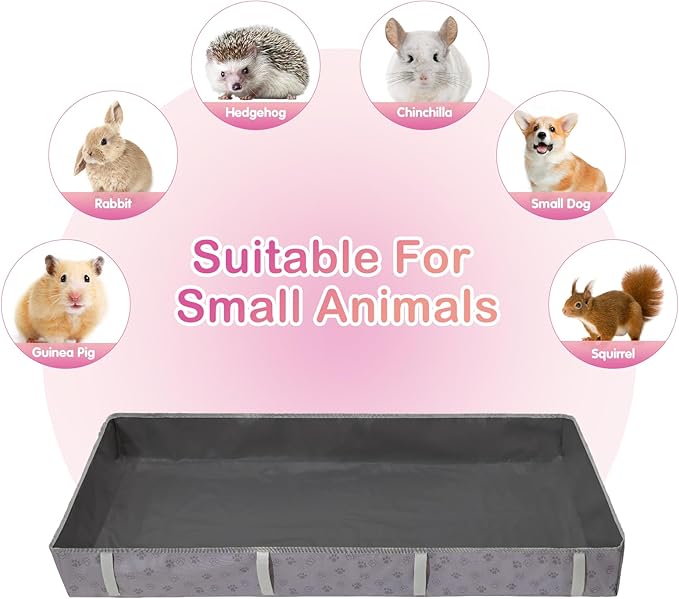 Funfurry Waterproof Guinea Pig Cage Liner,Washable Tarp Bottom Base,Cage Liners for Small Animals,Hamster Chinchilla Hedgehog Ferret Rabbit. (Dark Grey-Paw, 24" X 24")