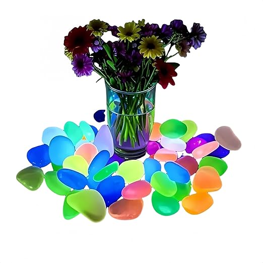 1000 PCS Glow in The Dark Pebbles, Mixed Color Luminous Stones, Waterproof Resin Glowing Rocks, Decorative Glow Gravel for Garden Pathway, Plant Pots, Aquarium, Yard and Home Indoor Outdoor Decoration
