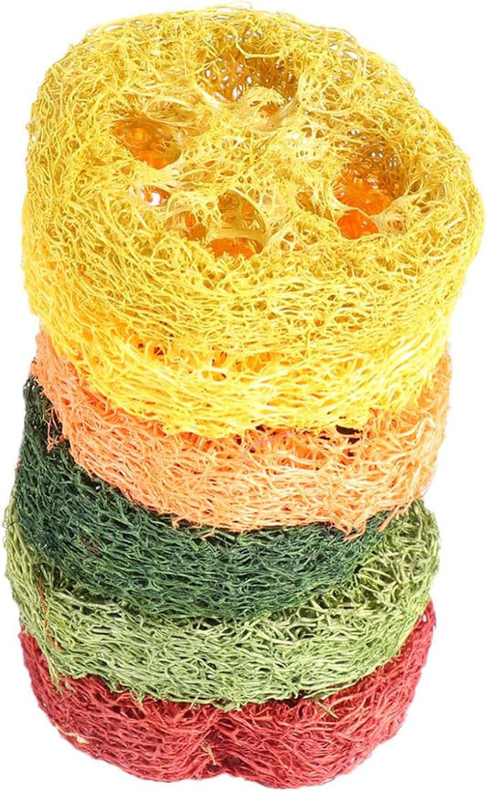 6 Pcs Large Loofah Chew for Hamsters and Rabbits Lotus Root Slice Shape for Healthy Molars and Oral Care Natural Biting Playthings for Pet Teeth Cleaning and Chewing Random Color