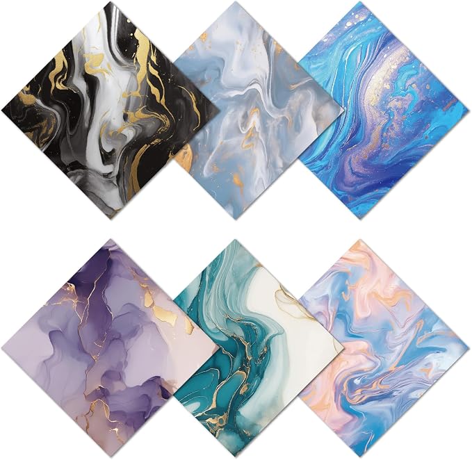 CREATCABIN 6Pcs Marbling Eyeglass Cleaning Cloth Microfiber Cleaning Cloths for Glasses Cleaner Wipes Microfiber Reusable Glass Clean for Phone Lens Laptops Screens 6x6Inch