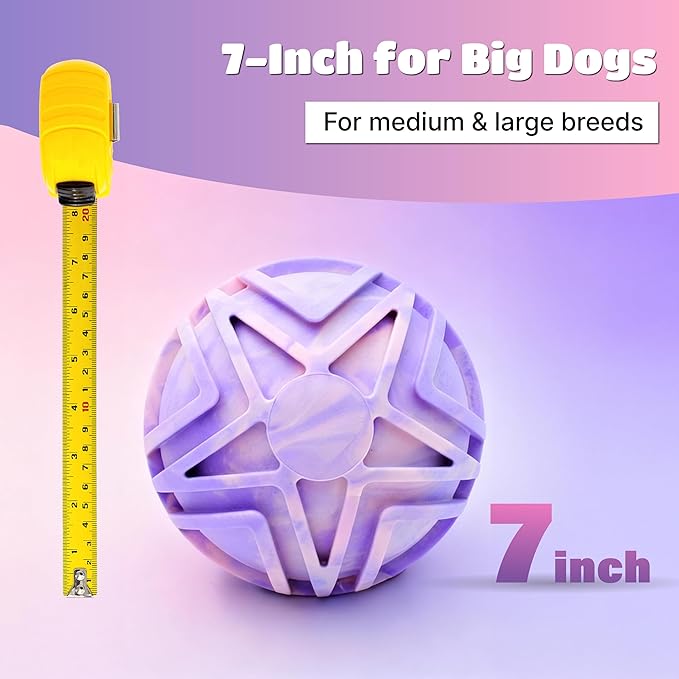 Dog Balls Bouncy Floating Fetch Toy, Interactive Rubber Ball, Durable TPR Foam for Outdoor & Water Play, 7 Inch (18cm) Size, Non-toxic & Gentle On Teeth for Large Dog Breed (Pink & Purple Ombre)