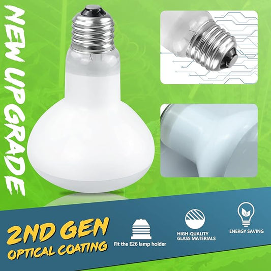 LUCKY HERP 4 Pack 100W Reptile Heat Lamp Bulb (2nd Gen), Amphibian Basking Light Bulb, Reptile Daylight Bulb for Turtle, Bearded Dragon, Lizard Heating Use