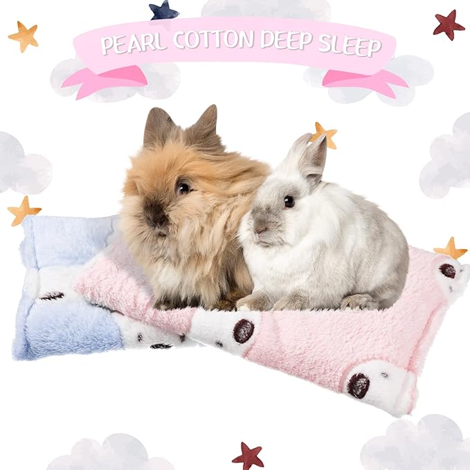 Jetec 2 Pieces Guinea Pig Bed Rabbit Bed Warm Small Animal Hamster Bunny Mats Winter Warm for Bunny Hamster Squirrel Hedgehog Chinchilla Small Animal Accessories(Cute Color,Bear Pattern)