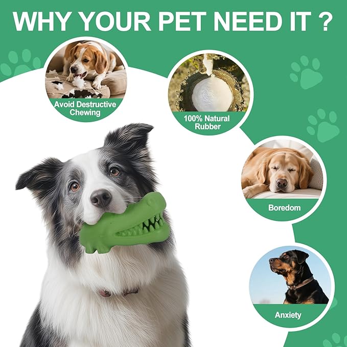 Durable Natural Rubber Dog Chew Toys for Aggressive Chewers, Treat Dispensing Dog Toys, Interactive Enrichment Toy to Keep Dogs Busy, Mental Stimulation, Clean Teeth