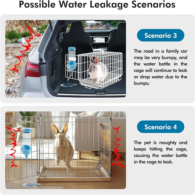 Vannon Top Fill Small Animal Water Dispenser for Cage, 23oz Auto Feeding Crate Water Bottle for Rabbit, Chinchilla, Ferret, Guinea Pig, Squirrel, Hedgehog, Pet Nozzle Diameter: 10mm, BPA Free, Blue
