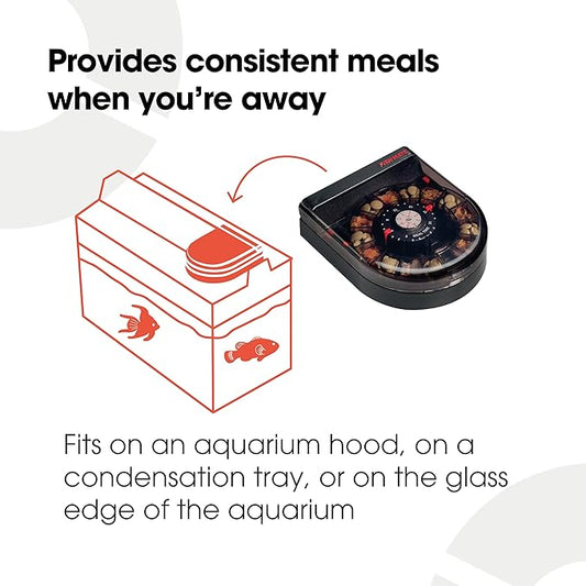 Fish Mate F14 Automatic Aquarium Fish Feeder – 14 Meal Timer Controlled Auto Feeder for Daily or Vacation Use, Adjustable Portions, Includes Mounting Clamps, For Flakes & Pellets