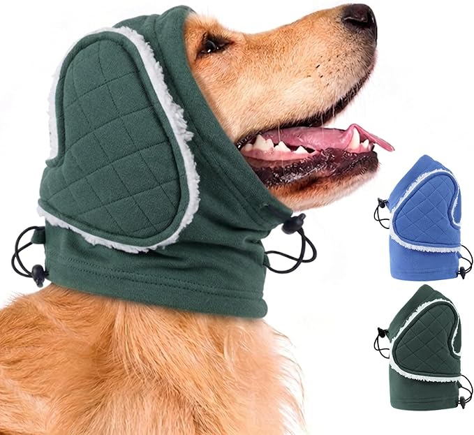 MIGOHI Soft Dog Ear Muffs Noise Protection,Ear Covers for Dogs,Dog No Flap Ear Wrap for Hematoma,Calming Hoodie Quiet Ears Head Warps for Medium Large Dogs Grooming,Bathing,Thunder,Firework,XL,Green