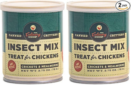 Fluker's Culinary Coop Canned Mealworms and Crickets Chicken Treat, All Natural and Packed with Protein, 2.75 oz (Pack of 2)