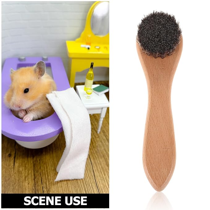 SHINEOFI 2PCS Small Pet Grooming Brush with Handle Soft Bristle Bathing and Shedding Brush for Hamsters Guinea Pigs and Rabbits Deep Cleaning and Comfortable Bath Care
