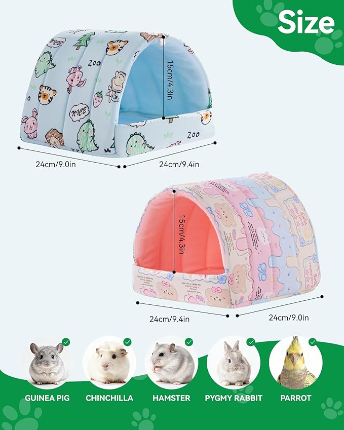 2 PCS Guinea Pig Hideout Guinea Pig House,Washable Hamster House Small Animal Cage Accessories for Mouse Chinchillas Hamsters Hedgehogs Ferrets Bearded Dragons and Rats