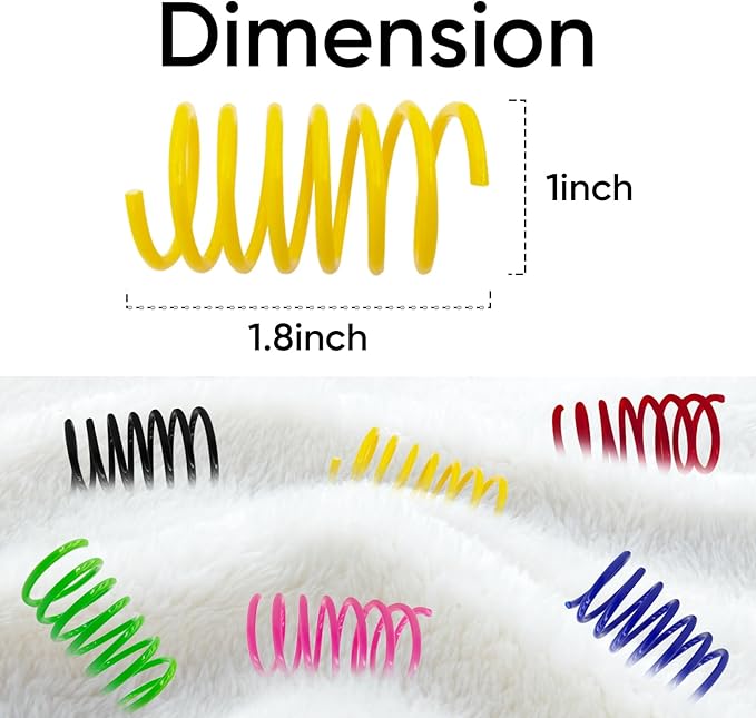 6Colors Plastic Spring Cat Toys, 12 Pack Spiral Springs for Indoor Cats to Swat, Bite, Hunt, Interactive Toys for Cats and Kittens