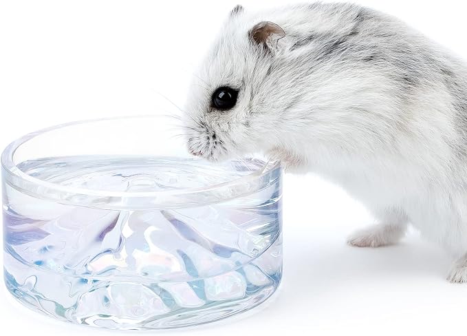Niteangel Hamster Feeding & Water Bowls- Mount Fuji Series Glass Drinking Bowls for Dwarf Syrian Hamsters Gerbils Mice Rats or Other Similar-Sized Small Pets