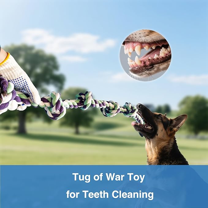 Dog Rope Toy for Large Dogs Aggressive Chewers – 42 Inch Long 6 Knot XL Tug of War Rope, Heavy Duty Indestructible Pull Toy for Big Giant Dogs and Medium Breeds, Strong/Tough/Durable Cotton
