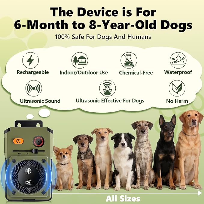 WubbaNub Anti Barking Devices, Auto Barking Control Devices with 3 Modes, Ultrasonic Dog Bark Box Barking Deterrent Devices, 50Ft Effective Rechargeable Ultrasonic Dog Control Devices