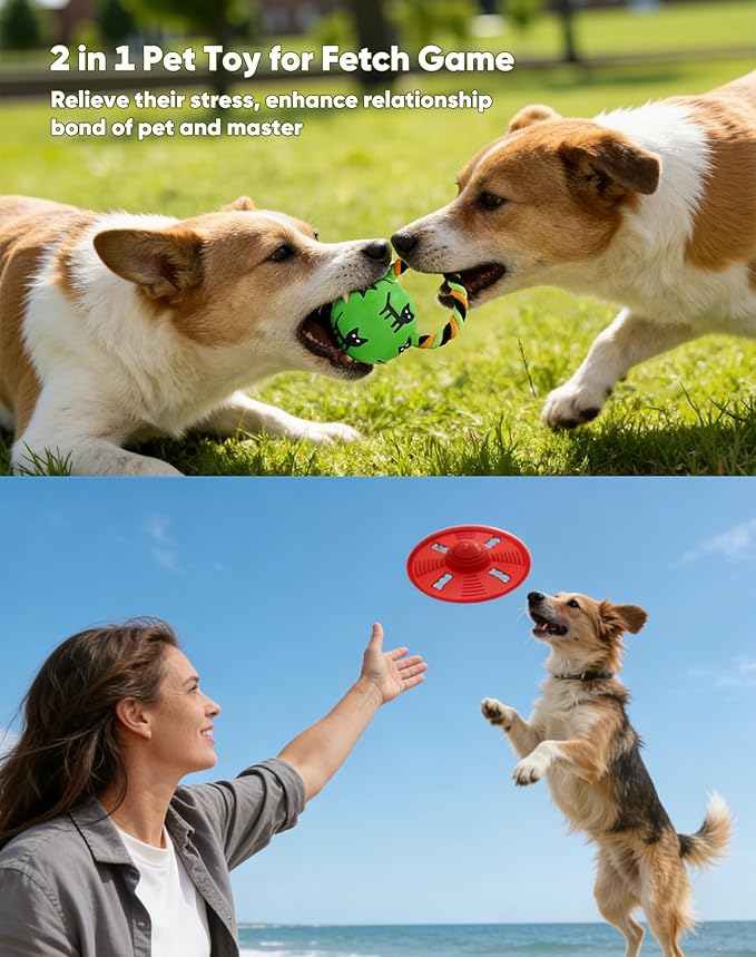 Deeow Alieen Dog Frisbee for Fetch, Teething Clean Outdoor Flying Disc, Interactive Squeaky Dogs Toy for Outdoor Pool, Park, Beach, Bye one get one Gift Green Jack-o-Lantern/Halloween Pumpkin Pet Toy