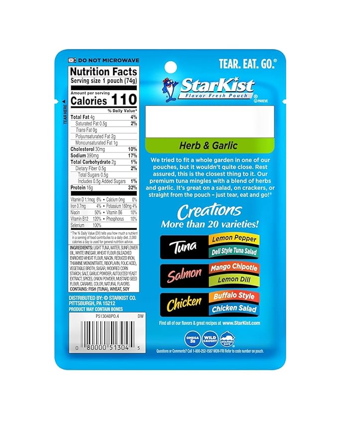 StarKist Tuna Creations Variety Pack, 3-Pack Trial (Hickory Smoked, Herb & Garlic, Sweet & Spicy), Ready-to-Eat Tuna Pouches, 13g–18g Protein, On-the-Go Snack or Meal