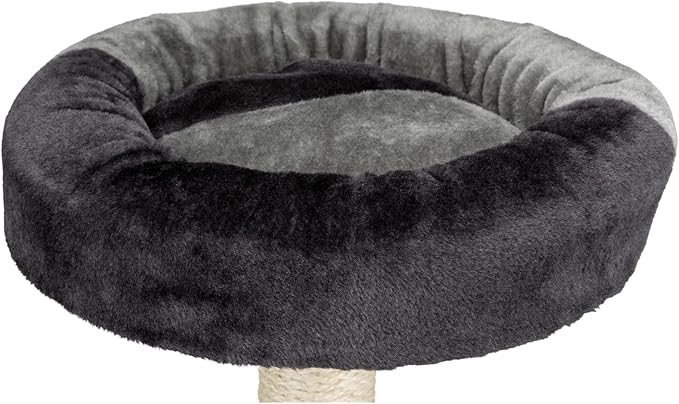 Trixie Tarifa Cat Scratching Post 20.5 Inch - Cat Scratcher with Soft Fabric Covering Base and Durable Sisal Rope - with Padded Platform - in Gray/Black