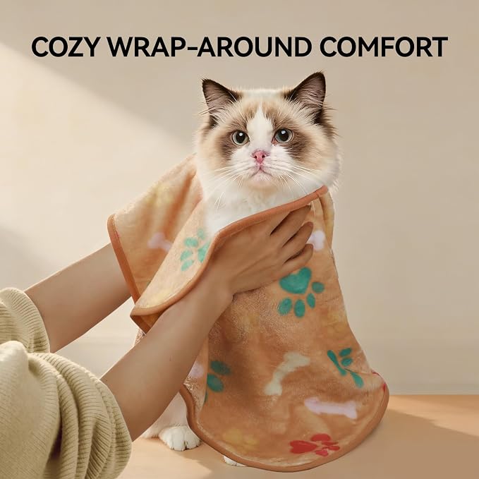 LINENLUX 1 Pack 4 Blankets Super Soft Fluffy Premium Fleece Dog Blankets for Puppy Cat Pet Blanket Flannel Throw Warm Sleep Bones and Claws-4pcs 31x20 inch