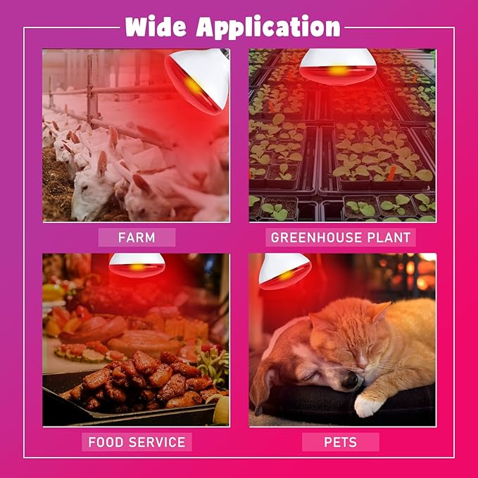 LUCKY HERP Infrared Heat Lamp for Chickens - 250 Watts Red Heat Lamp Bulb 1 Pack, Heat Light Bulb for Brooder Coop, Food Service, Chicks, Pet, Reptile