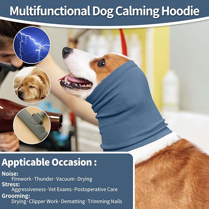 Nanaki Dog Calming Hoodie Ear Wraps for Dogs, Ear Protection Dog Fireworks Ear Head Muffs Dog Warp Anxiety Relief, Dog Hematoma Ear Wrap, Dog Head Cover The Grooming and Force Drying Dog Ear Protector