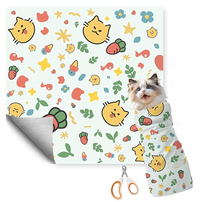 27.6"Cat Grooming Wrap (for nail trimming and veterinary care) - Large-Scale Anti-Escape Cat Containment Device- Multifunctional pet grooming essential, (C3 Suitable for 15 lbs)