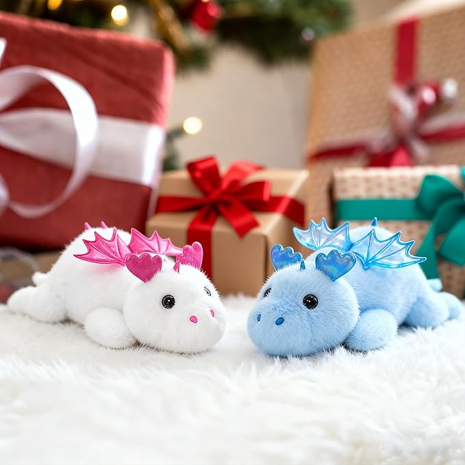 PEACH CAT Dragon Plush Cute Dragon Stuffed Animal Small Plushies Toys Gifts for Kids White