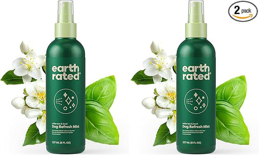 Earth Rated Dog Deodorizing Conditioner Spray, Conditioning & Odor-Eliminating Perfume for Dogs, for All Coat Types, Refreshing White Tea & Basil Scent, 8 oz (Pack of 2)