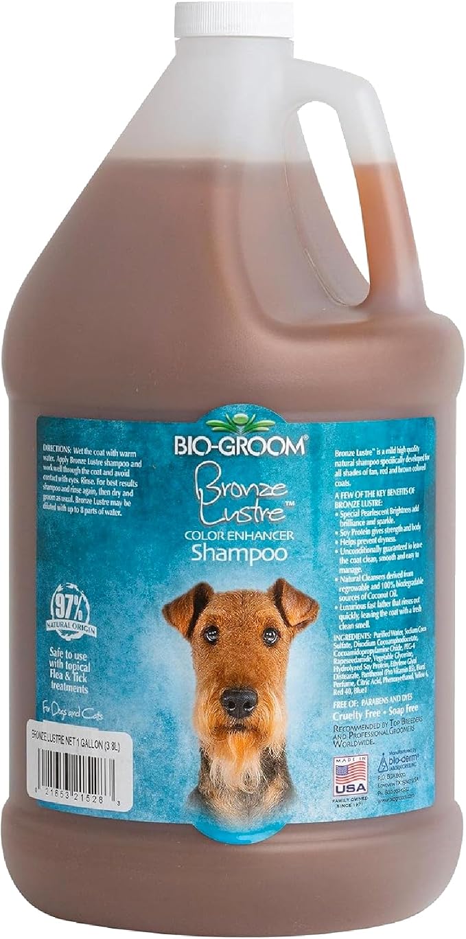 Bio-Groom Bronze Lustre Dog Shampoo - Color Enhancing Pet Shampoo, Dog Bathing & Grooming Supplies, Puppy Wash, Cruelty-Free, Made in USA, Coat Brightener - 1 Gallon