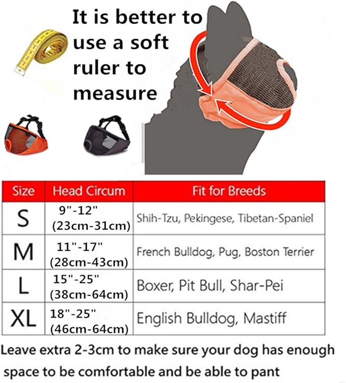 Short Snout Dog Muzzle- Adjustable Breathable Mesh Bulldog Muzzle for Biting Chewing Licking Grooming Dog Mask,Black M
