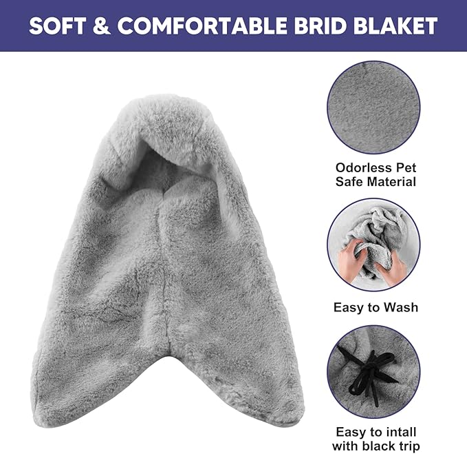 Bird Buddy Corner Fleece Bird Blanket Cozy Bird Bed Warmer Parrot House for Cage Hanging Hammock Toy for Greys Amazons Parakeet Cockatiel Conure Lovebirds Finch Canaries(L)