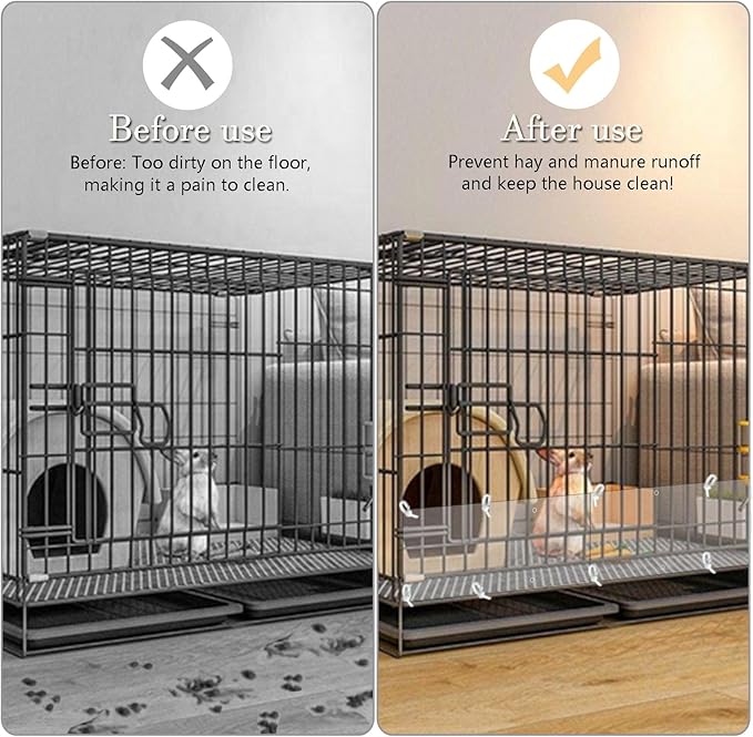 Pet Cage Liner Protection, Rabbit Cage Plastic Panels, 18 PCS Cage Urine Guard for Rabbit, Guinea Pig, Hamster, Hedgehog, Chinchilla, Ferret, Bunny - Transparent, 11.8"x7.9"