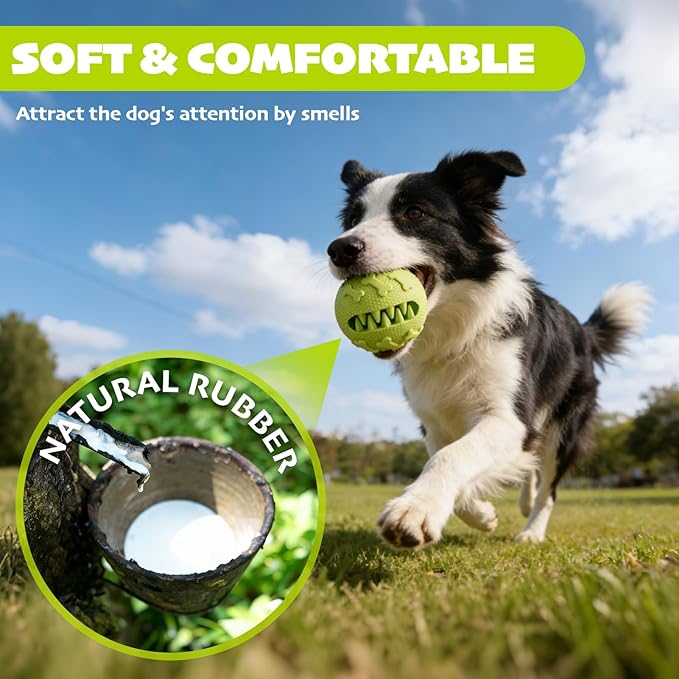 Dog Balls 2Pack Treat Dispensing Toys for Medium & Large Breeds, 3inch / 7.5cm Natural Rubber Dog Puzzle Toy Slow Feeder for Mental Stimulation, Anxiety Relief & Interactive Play
