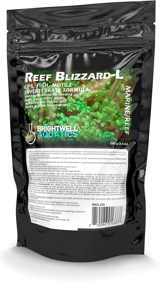 Brightwell Aquatics Reef Blizzard L - Powder Planktonic Food Blend to Feed Large Stony Corals & Planktivorous Fish