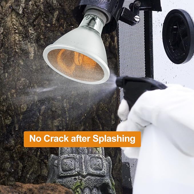 REPTI ZOO Reptile Basking Heat Lamp Bulb, 80W Splashproof Energy Saving Deep Heater Non-Luminous Carbon Infrared Heat Bulb for Reptile Amphibians