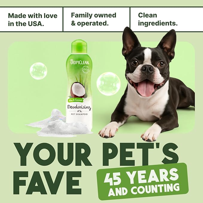 TropiClean Deodorizing Dog Shampoo for Smelly Dogs, Professional Dog Shampoo, Powerful Odor Control, Puppy Safe, Aloe & Coconut Scent, 1 Gallon