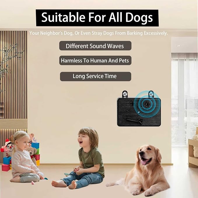 GlossyEnd Anti Barking Devices, Auto Barking Control Devices with 3 Modes, Ultrasonic Dog Barking Deterrent Devices Bark Box, Effective Stop Barking Dog Devices for Indoor & Outdoor Use
