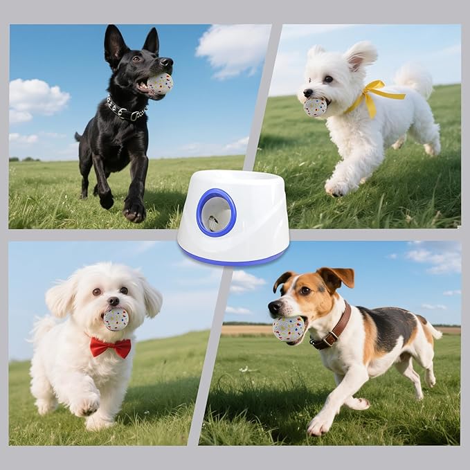 Automatic Ball Launcher, Hands‑free Dog Ball Thrower, Adjustable Distance Dog Fetch Machine (19-45FT), Suitable for Small and Medium-Sized Dogs. Indoor/Outdoor Dual-use launchers for Dog Parents.