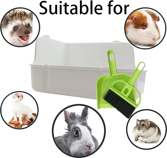 11Pcs Rabbit Litter Box Toilet,Bunny Corner Litter Bedding Plastic Square Grate Guinea Pig Bunny Ferret Hamster Hedgehog, Potty Trainer Bedding Box for Guinea Pig Ferret Hamster Hedgehog (White)