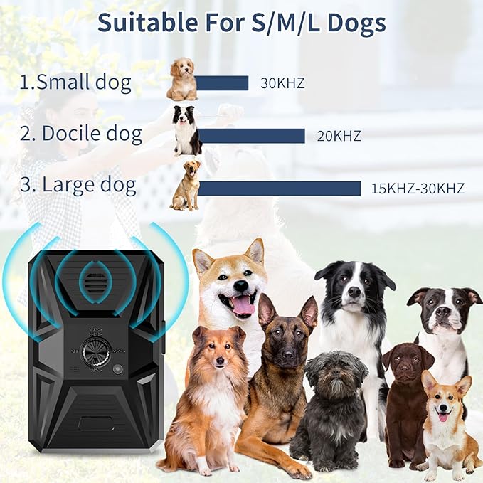 Anti Barking Device, Dog Bark Deterrent Devices with 3 Mode Outdoor Indoor Dog Bark Deterrent Rechargeable & Waterproof Anti-Bark Tool for All Types Dog (Blue) (Black) (Black)