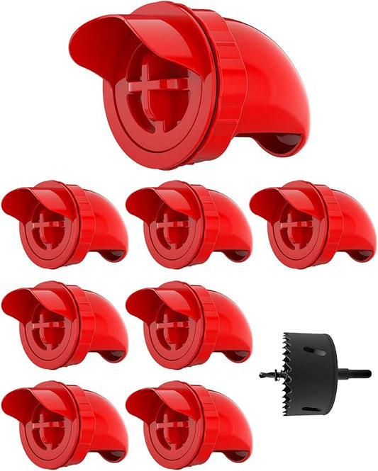 [8 Pack] Aopchry Automatic Chicken Feeder (Red), Chicken Feeders No Waste Feed, Egg Shaped Thickened Design, Rain-Proof, Suitable for Various Poultry, with Mounting Hole Opener