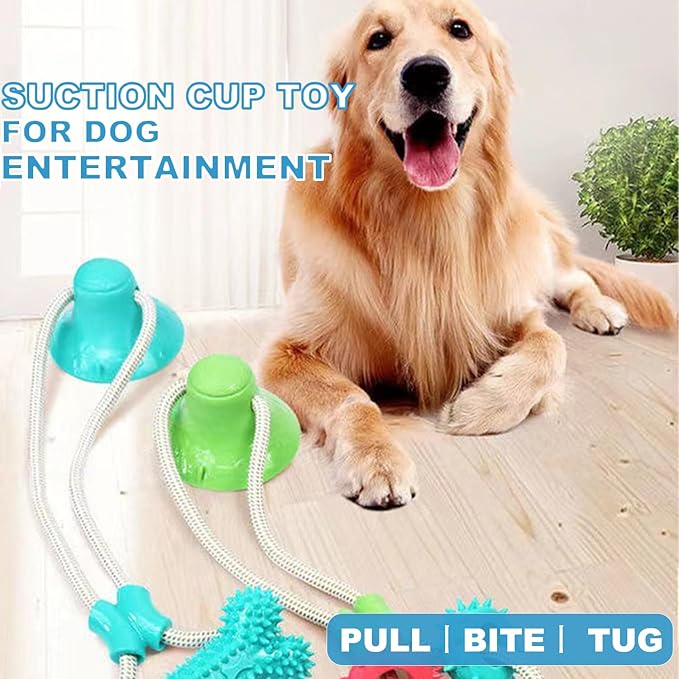 Dog Chew Suction Cup Tug of War Toy, Interactive Dog Toy, Puppy Teething Toys, Chew Toy(Green)
