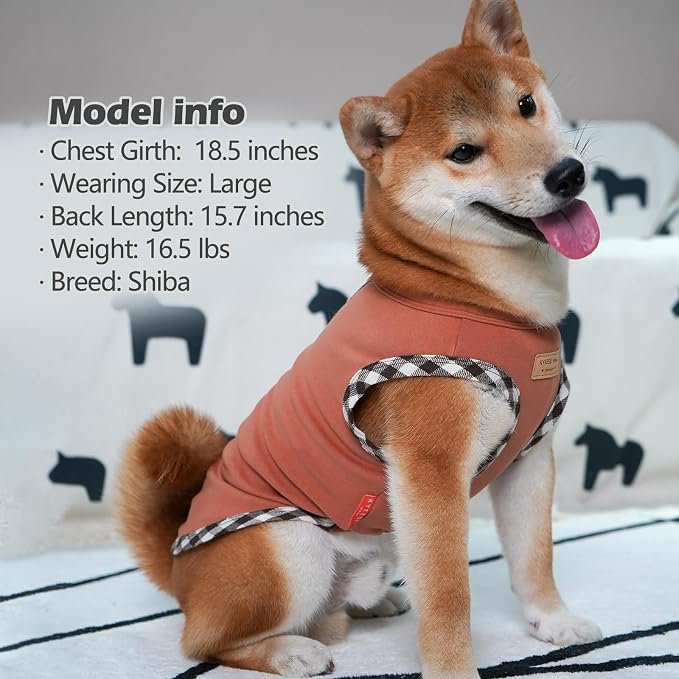 KYEESE 2Pack Dog Shirt Lightweight Sweatshirt Fleece Coats Stretchy Shirt Vest Clothes Pullover Sweater for Small Dogs, Brown+Khaki, Medium
