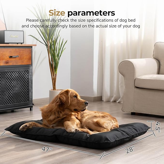 Chew Proof Indestructible Dog Bed - Durable Dog Bed for Aggressive Chewers, Machine Washable & Waterproof Indoor Outdoor Crate Pad, Tough Kennel Pad for Large Dogs (X-Large (28"x47"))