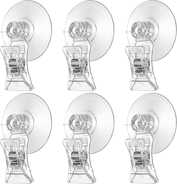 6 Pack Aquarium Suction Cup Clips, Clear Plastic Fish Feeding Tool, Veggie Seaweed Plant Holder for Fish, Underwater Fish Feeder, Tank Fish Feeder Clips Accessories